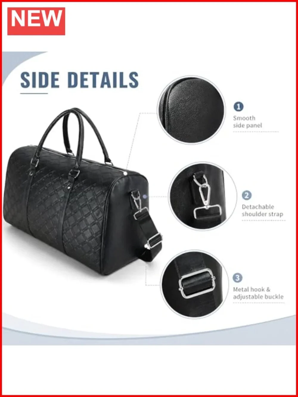 Faux Leather Gym Duffle Bag Travel Weekender Overnight Carry On